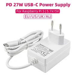 Raspberry Pi 5 5.1V 5A Power Supply PD 27W USB Type C GaN Charger EU US UK Plug Power Adapter for Raspberry Pi 5/4B RPI 5