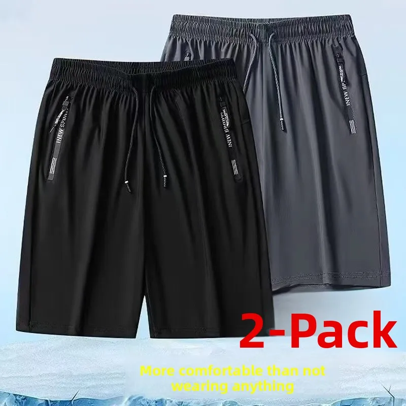 

Summer Thin Ice Silk Men's orts Casual Loose Sport Qui Dry Elastic Five-Quarter Pants Outdoor Wearable Straight Leg Trousers