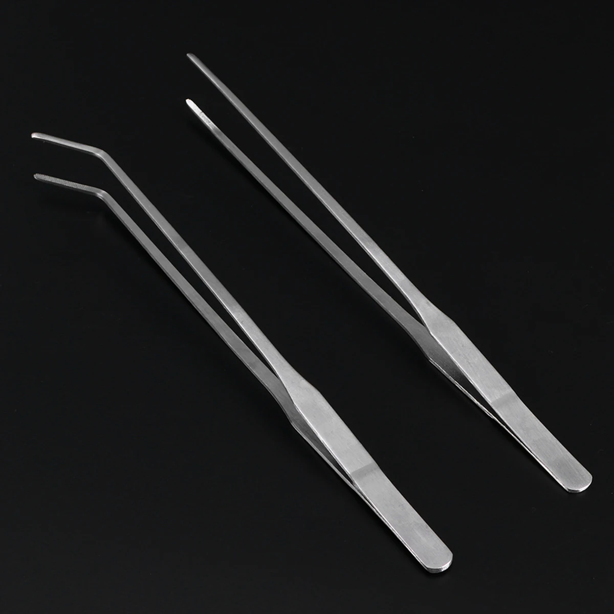 

2pcs 27Cm Stainless Steel Straight Curved Tweezers Aquarium Plant Tongs Fish Tank Tools Sharp Blades Low-Growing Carpet Plants