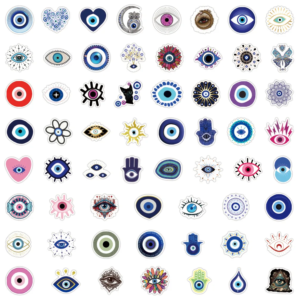 10/60PCS Evil Eye Graffiti Aufkleber Wasserdicht Koffer Laptop Skateboard Wasserdicht DIY Lustige Farbe Cartoon Aufkleber Dekoration