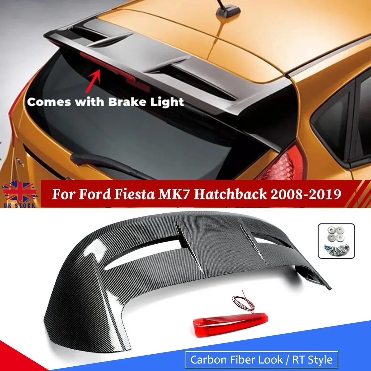 

For Ford Fiesta Hatchback Carbon Look ST Factory Style Spoiler Wing 2008-2019
