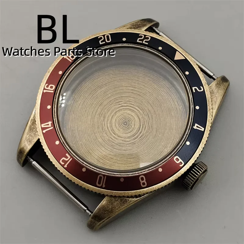 BLIGER 39mm Vintage Bronze Watch Case With Retro Domed Sapphire Crystal Rotated Bezel Waterproof Fit NH34 NH35 NH36 ETA  PT5000