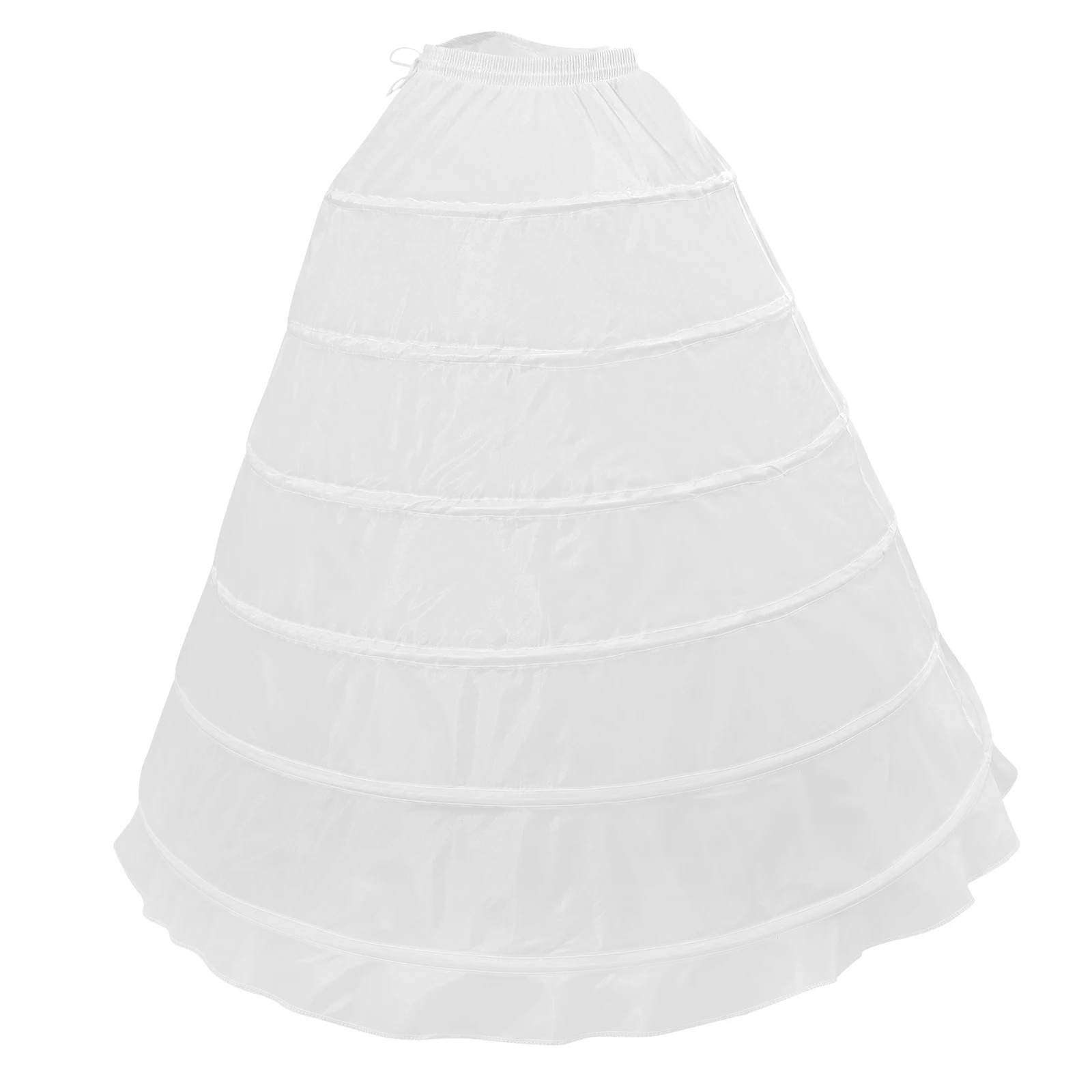 

6 White Wedding Petticoat Single Layer Bridal Skirt Dress Long Underskirt Girls Comfortable Pannier Hoops Dome Shape Ball Gown
