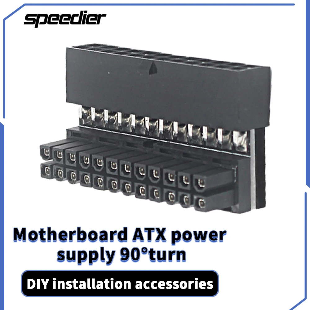 

Computer Motherboard ATX Power Supply 24P To 90 Degree Connector 24Pin Female To 24pin Male DIY Accessories Routing Device