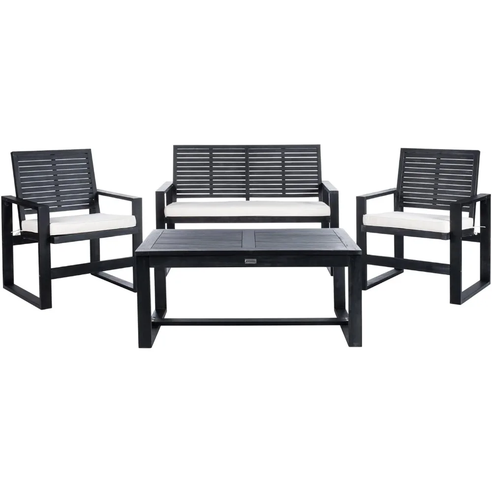 FOX6007E colección Ozark Wash 4 Pc Living Outdoor Set, 0, negro/Beige