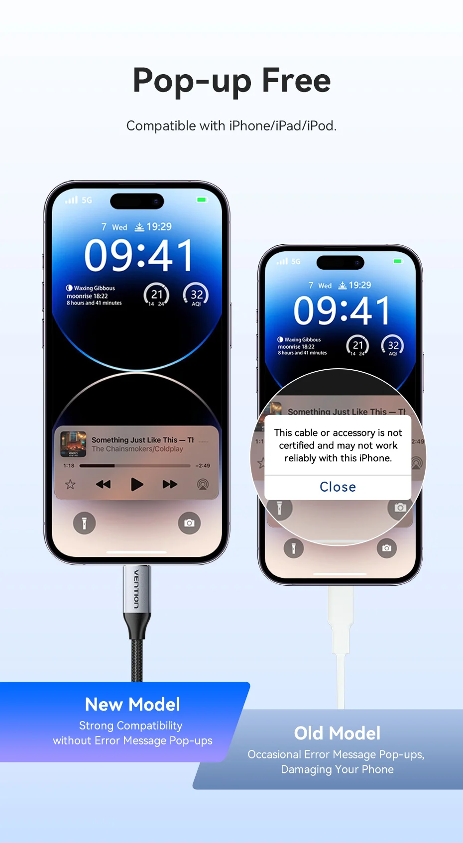 Vention Audio-Adapter für Lightning auf 3,5 mm Kopfhörer-Adapter, DAC-Audio-Musikkabel für iPhone 14, 12 Pro Max, Xr, Aux-Kabel, Telefon – Detail 6