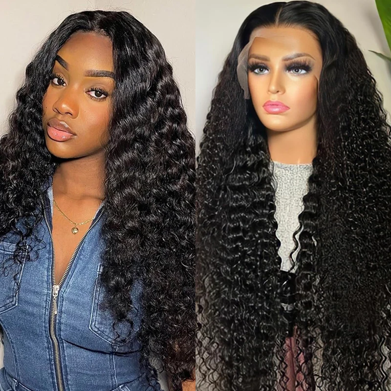 Deep Wave 13x6 Trasparent Lace Front Wigs Human Hair for Women Water Curly Wigs Pre Plucked with Baby Hair Wet and Wavy Wigs