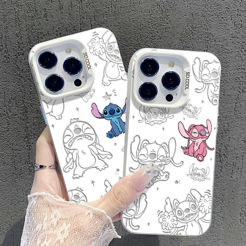 Luxury Cartoon Stitch Case for Samsung Galaxy S24 S23 S22 S21 S20 Note20 Ultra Plus FE M31 4G 5G Matte Shockproof Back Cover