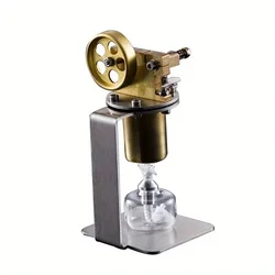 1Set Stirling Steam Engine Model Mini Brass Boiler Alcohol Lamp Heating Scientific Production Experimental Toy Men Gift