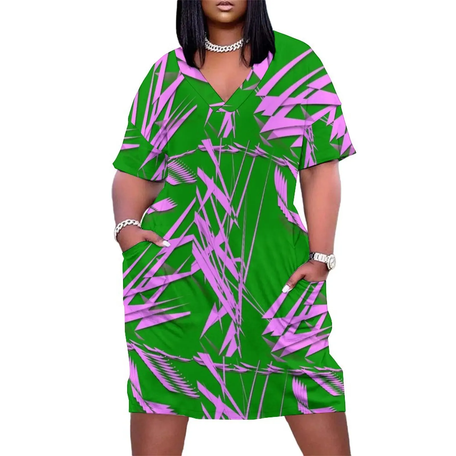 

PINK & GREEN Fashions / Products Loose Pocket Dress purple dress summer clothes Dress woman