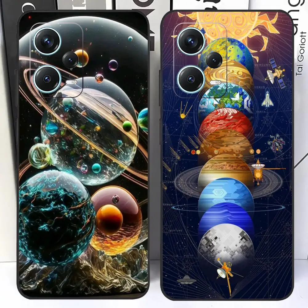 Solar system planets Phone Case For Redmi Note 13 Pro Plus 12 11 A3X A1 A2 13C 12C Black Cases