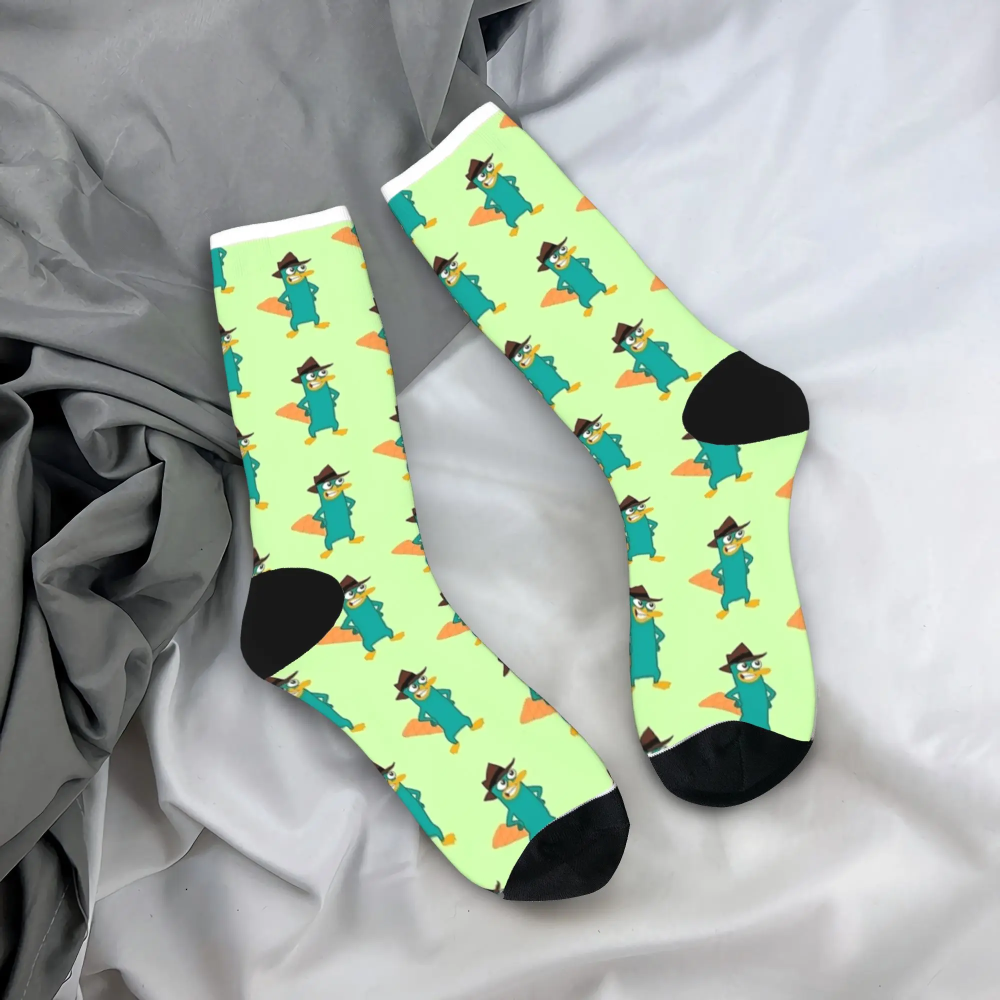 

Носки Happy Perry the Platypus, повседневные чулки, осенние нескользящие мужские носки, теплые спортивные носки с мягким узором на открытом воздухе