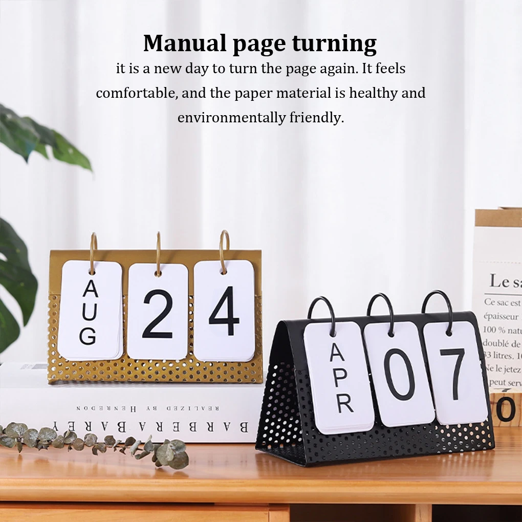 Desk Calendar Lightweight Portable Calendars Metal Desktop Decoration Daily Countdowns Weekly Monthly Office Black