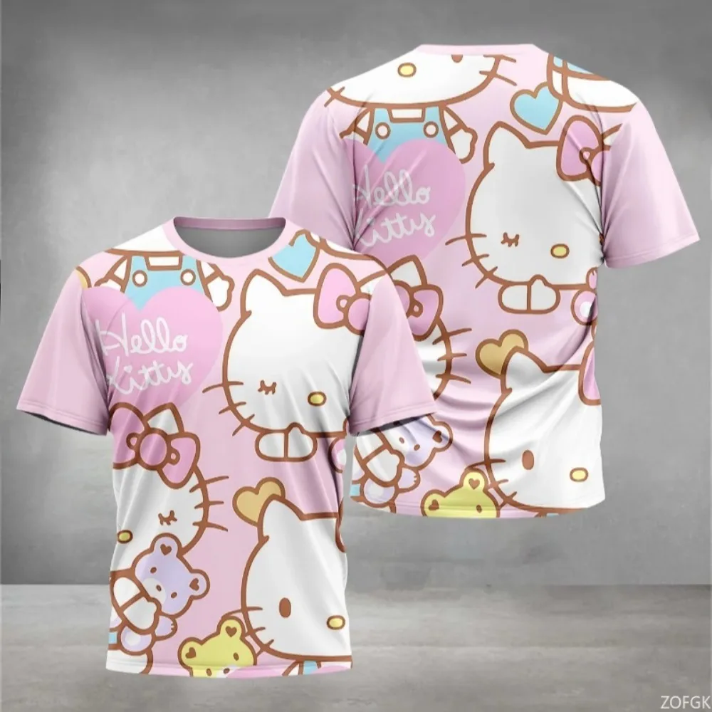 

Летний повседневный уникальный свободный милый милый принт «Hello Kitty» подходит для женщин, модный, удобный, с круглым вырезом и короткими рукавами