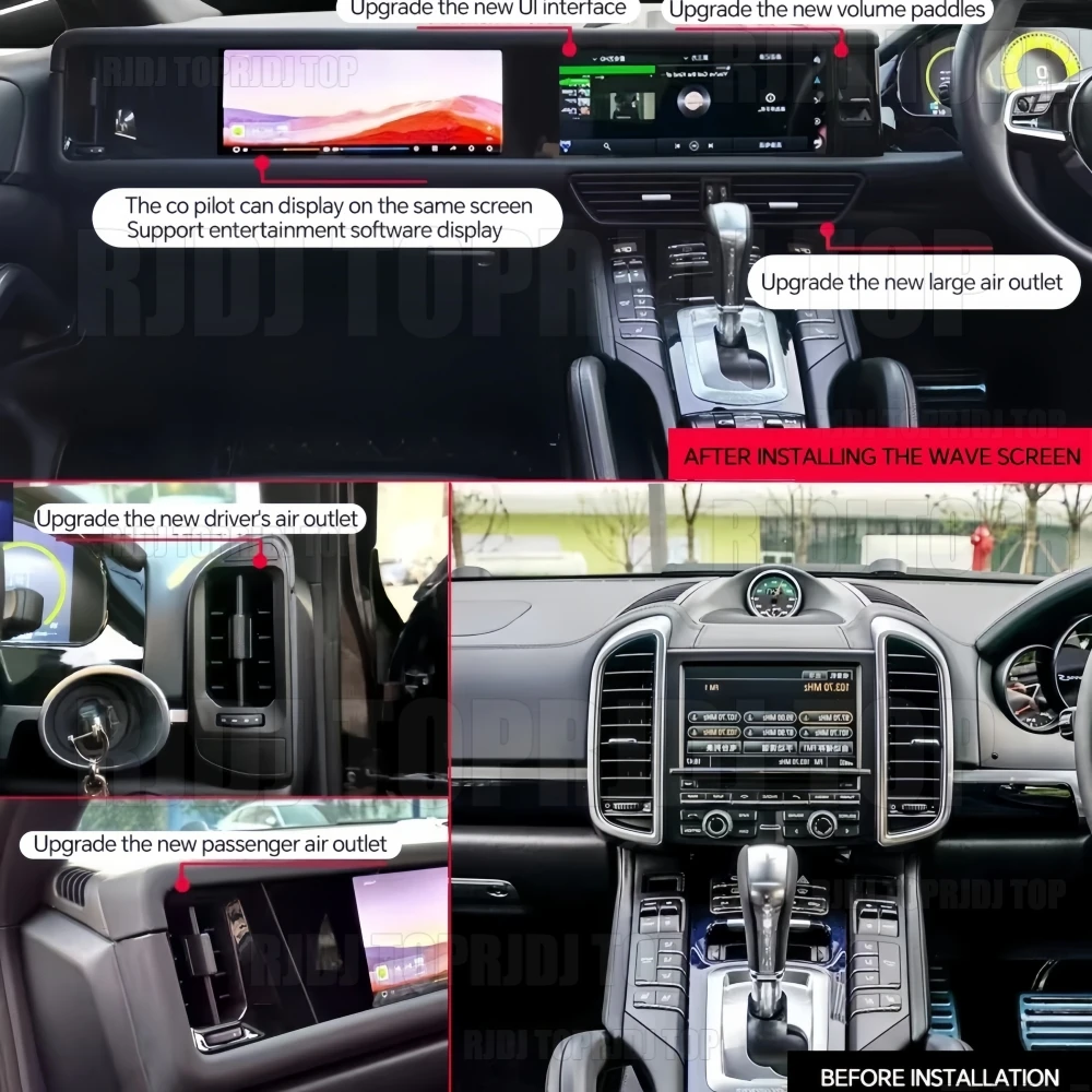 RHD Carplay For Porsche Cayenne 2010-2017 Dual Screen Intelligent System Android 13 Multimedia Player Stereo Car GPS Navigation