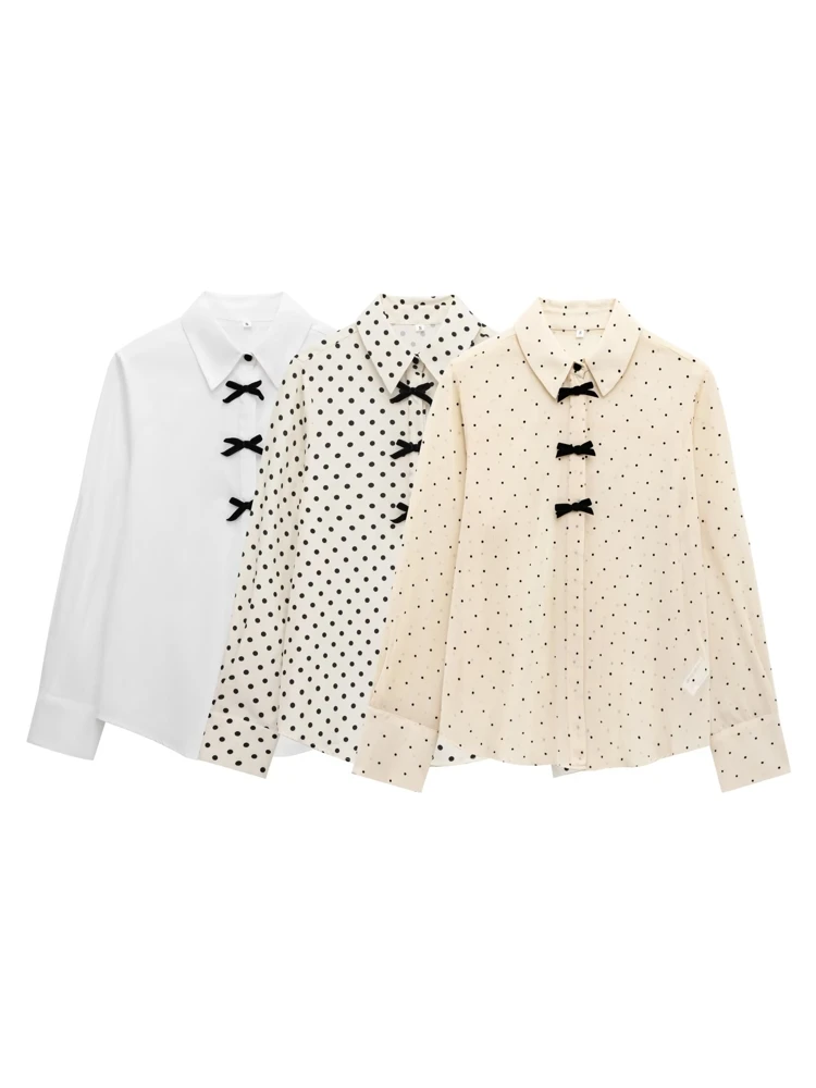 

OUROPEAN ZTATION 2025 Autumn Woman Trendy Shirt Outerwear Sophisticated Spring Woman's Turn-down Collar Long Sleeve Bowknot Coat