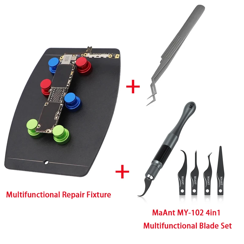 

MAANT MY-102 4IN1 Multifunctional Blade Set With Tweezers Mobile Phone Repair Universal PCB Fixture With 6pcs Magnetic Pins
