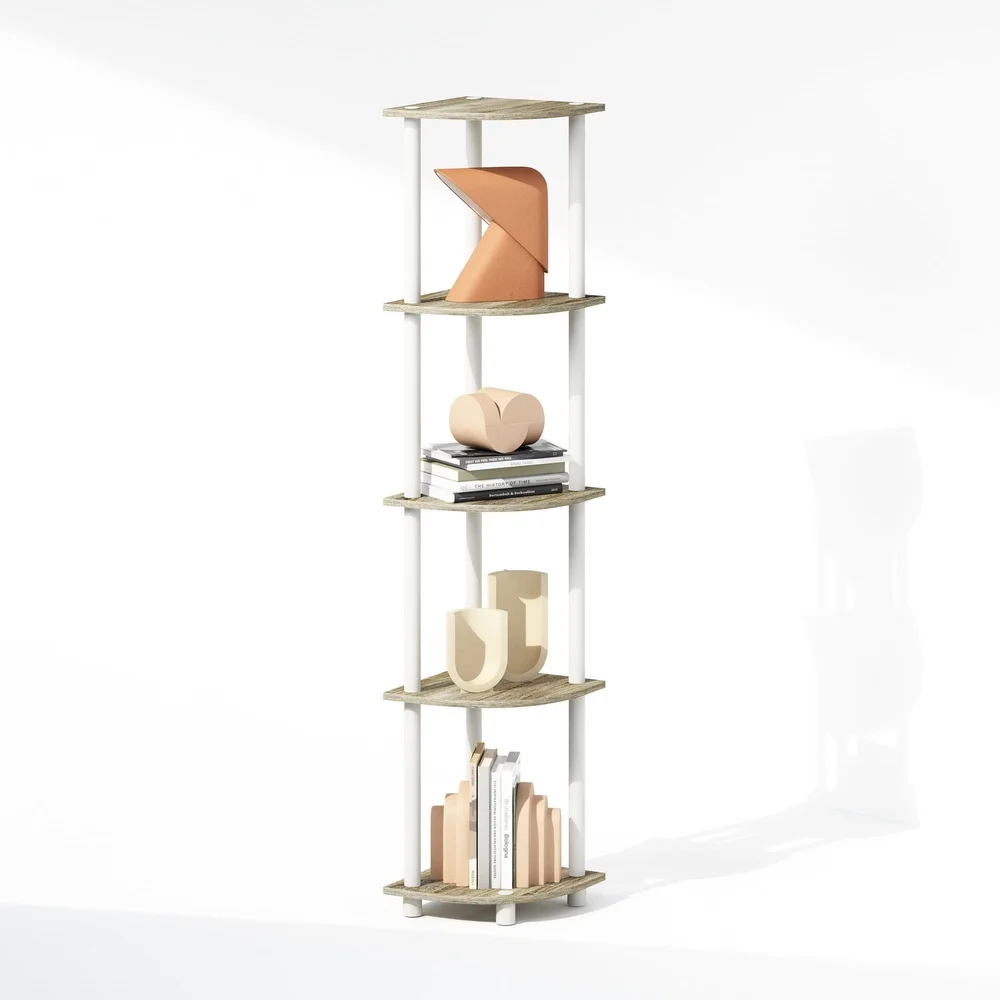 Corner Display Rack Shelving Unit 5 Tier Open Shelves Multipurpose Storage Solution Easy Assembly Durable Composite Wood Indoor