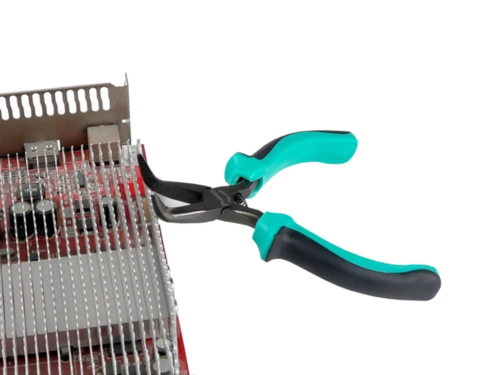 Pro'sKit PM-755 5-Zoll Zweifarbige Rutschfeste, Verschleißfeste Mini-Gebogene Spitzzange, Schneidzange, Drahtschneider, Handwerkzeug – Detail 10