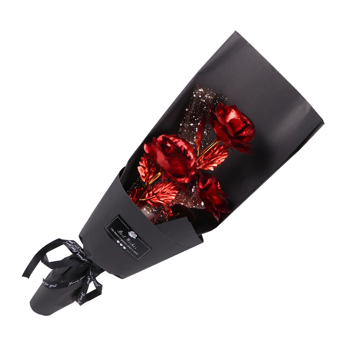 

Gold Foil Rose Bouquet Artificial Present Flower Gift Box Wife Girlfriend Creative Romantic Ideal Ornament Living Room Bedroom