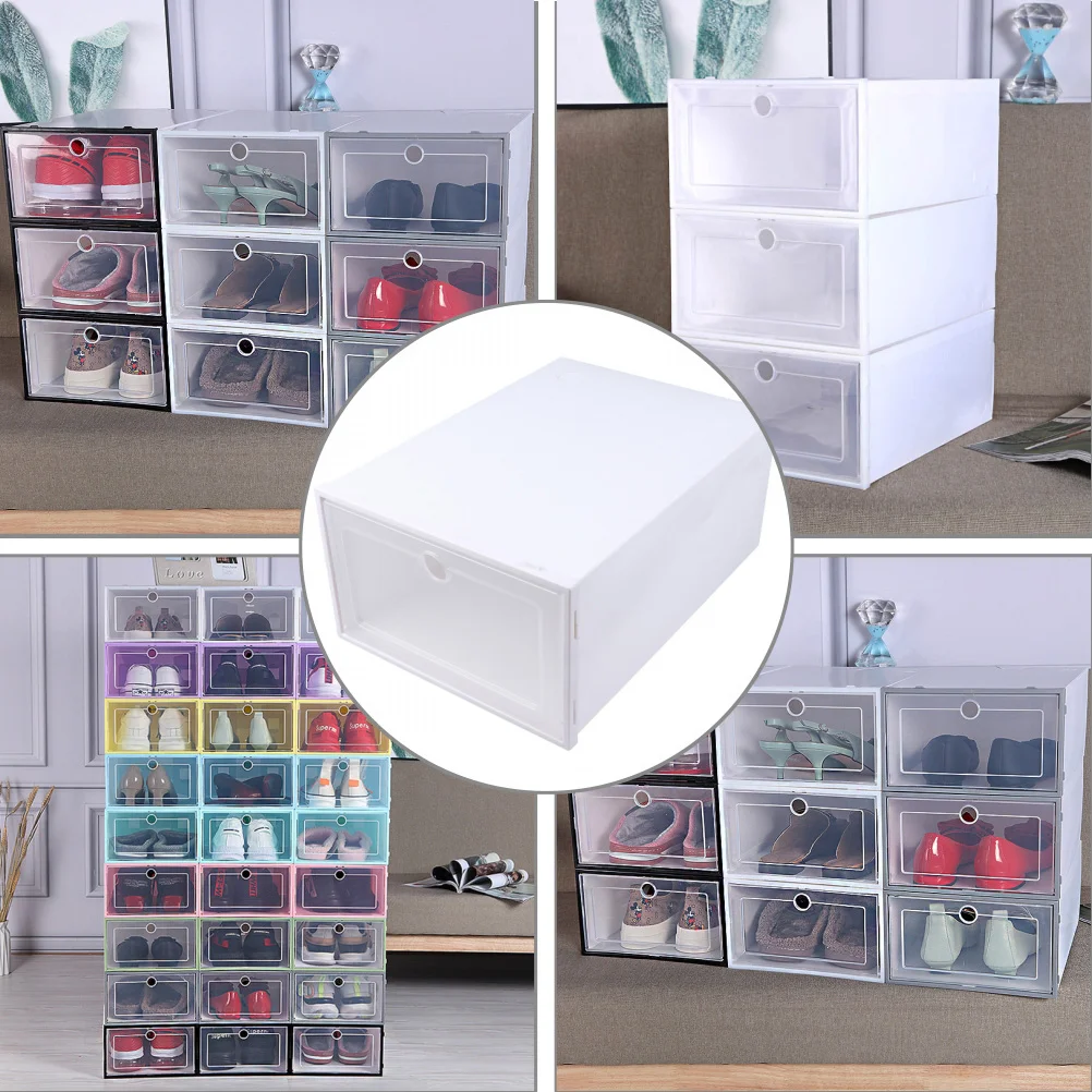 Shoe Box Storage Shoes Organizer Transparent Container Stackable Superimposed Rack for Closet