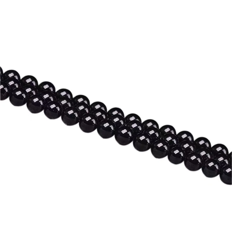 6-8-10-12 mm Natursteinperlen, AAA-Morion, schwarzer Kristallquarz, glatte, runde lose Perlen für die Schmuckherstellung, DIY-Design, Armband – Detail 5
