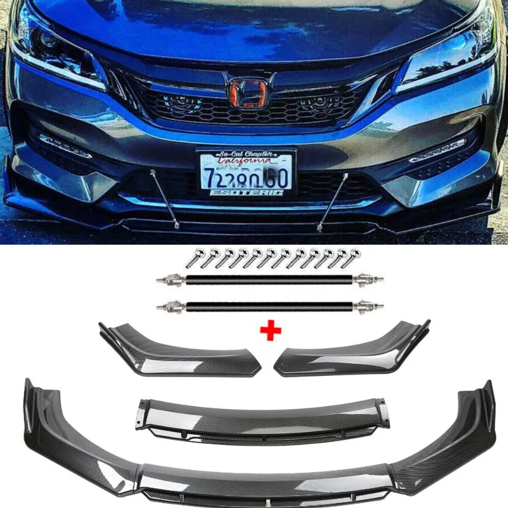 

For Honda Accord Front Bumper Lip Splitter Spoiler Carbon Fiber Strut Rod United States