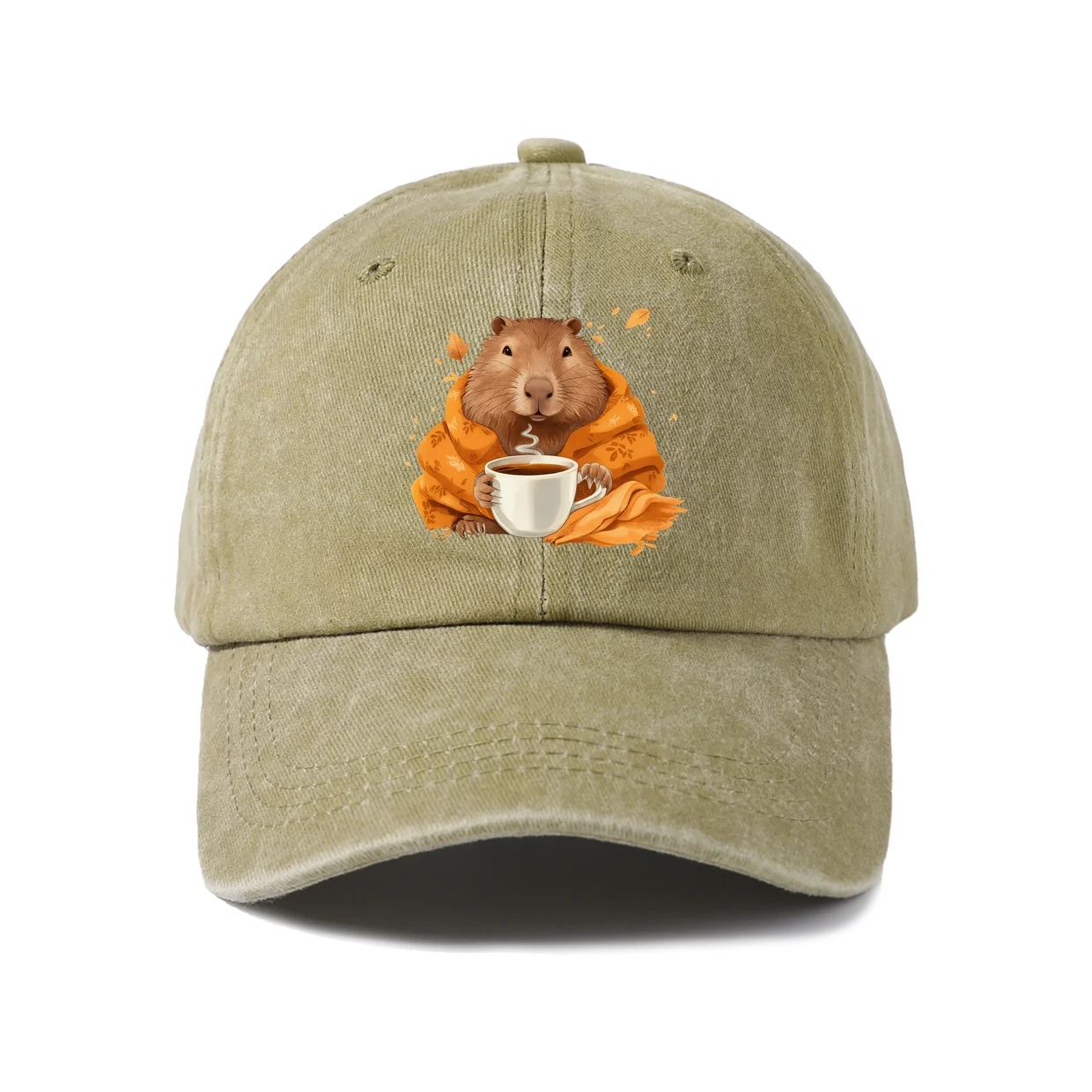 Squirrel Holding Coffee Graphic Vintage Washed Baseball Cap, Adjustable Unisex Dad Hat for Men and Women