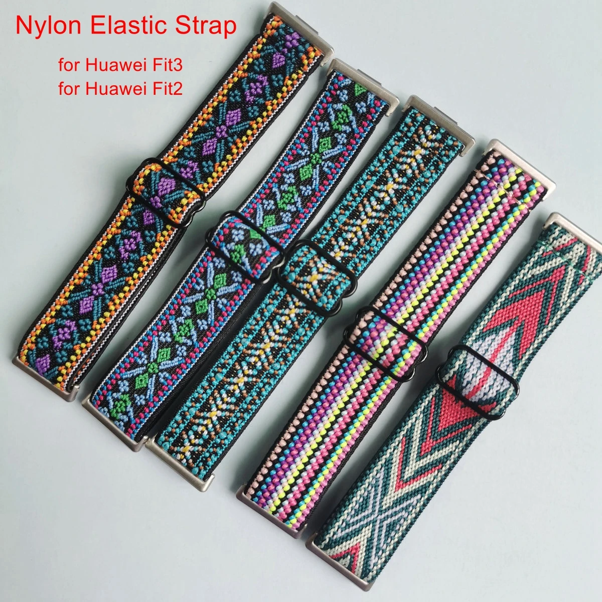 Elastic Strap for Huawei Fit 3 Band Nylon Stretchy Colorful Replacement Wristband for Huawei Fit 2 Active Band Watch Accessories