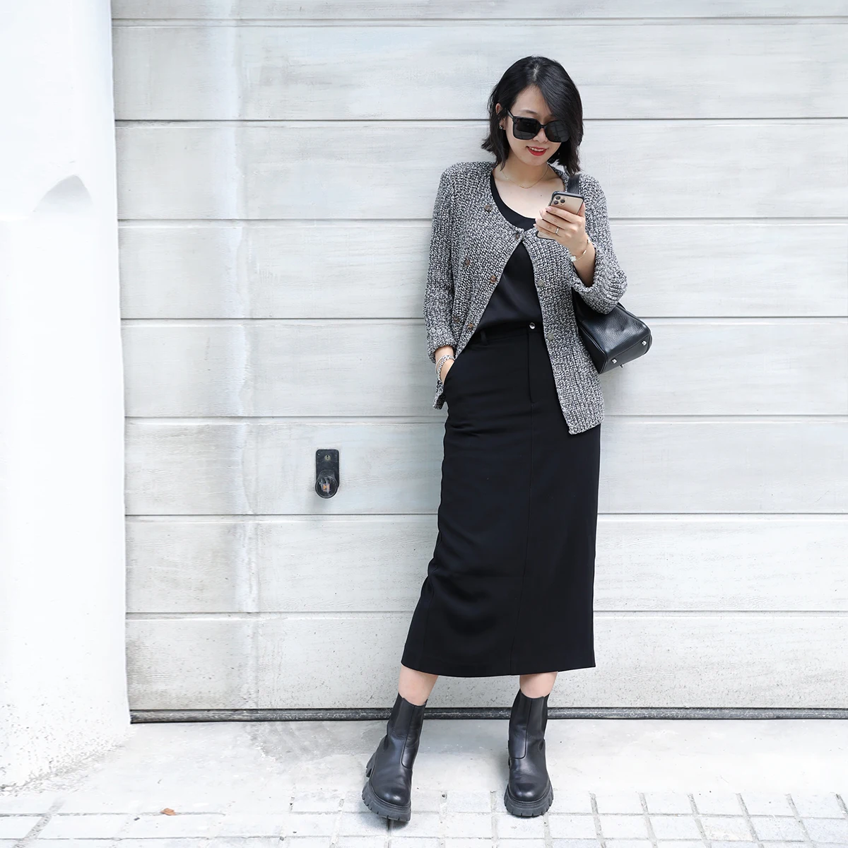 

LunaIF Pear ape Slimming Long Skirt Elastic Waist Tee Acetate Fiber Commute Sle Ci Scenery Women's Skirt