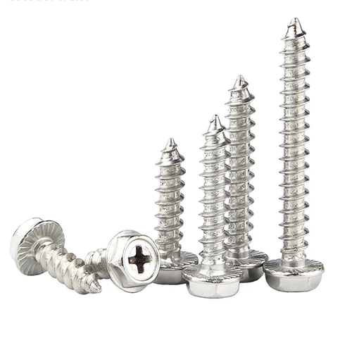 Imagen 2 del producto 5 -10 Uds 304 tornillo hexagonal Phillips autorroscante de acero inoxidable tornillos de cabeza cruzada con brida Hexagonal clavo de madera M3 M4 M5 M6