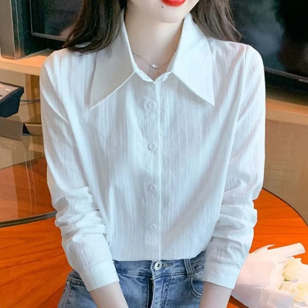 Camisa de tira dulce, blusa holgada informal de manga larga, protección solar, camisa con botones para primavera, verano y otoño para mujer y niña