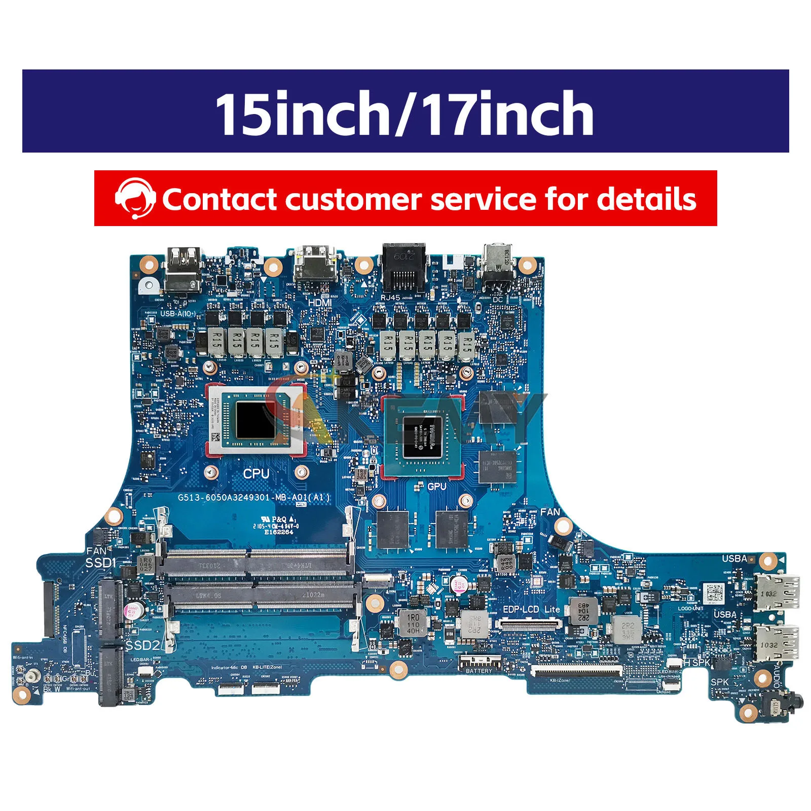 6050A3249301 Motherboard Laptop untuk ASUS ROG Strix G15 G513Q G713QC G713QE Mainboard Notebook dengan R5 R7 R9 Tes CPU OK Pengiriman Cepat