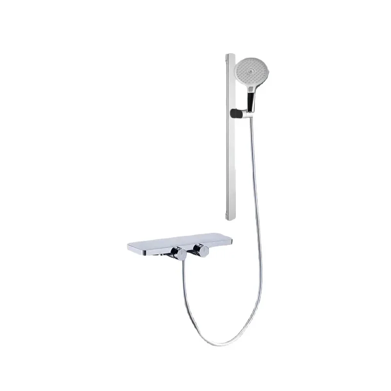 #Copper WaterwayEasy Install Wall-Mounted Shower Set, Silver, Hot and Cold, 2 in 1 Shower Head with Shelf, Home Bathroom Fixture