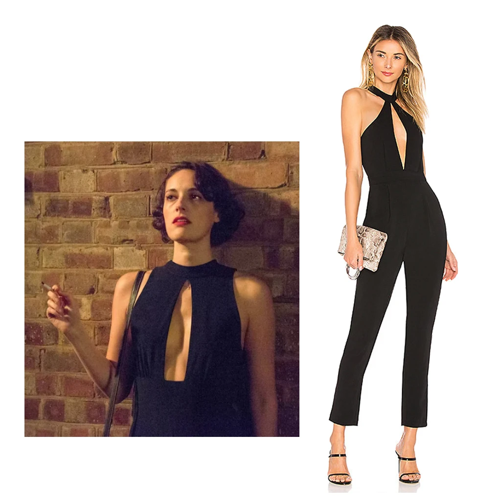 Fleabag cosplay traje macacão fleabag sexy perna larga buraco da fechadura frente fleabag macacão para as mulheres trajes de halloween