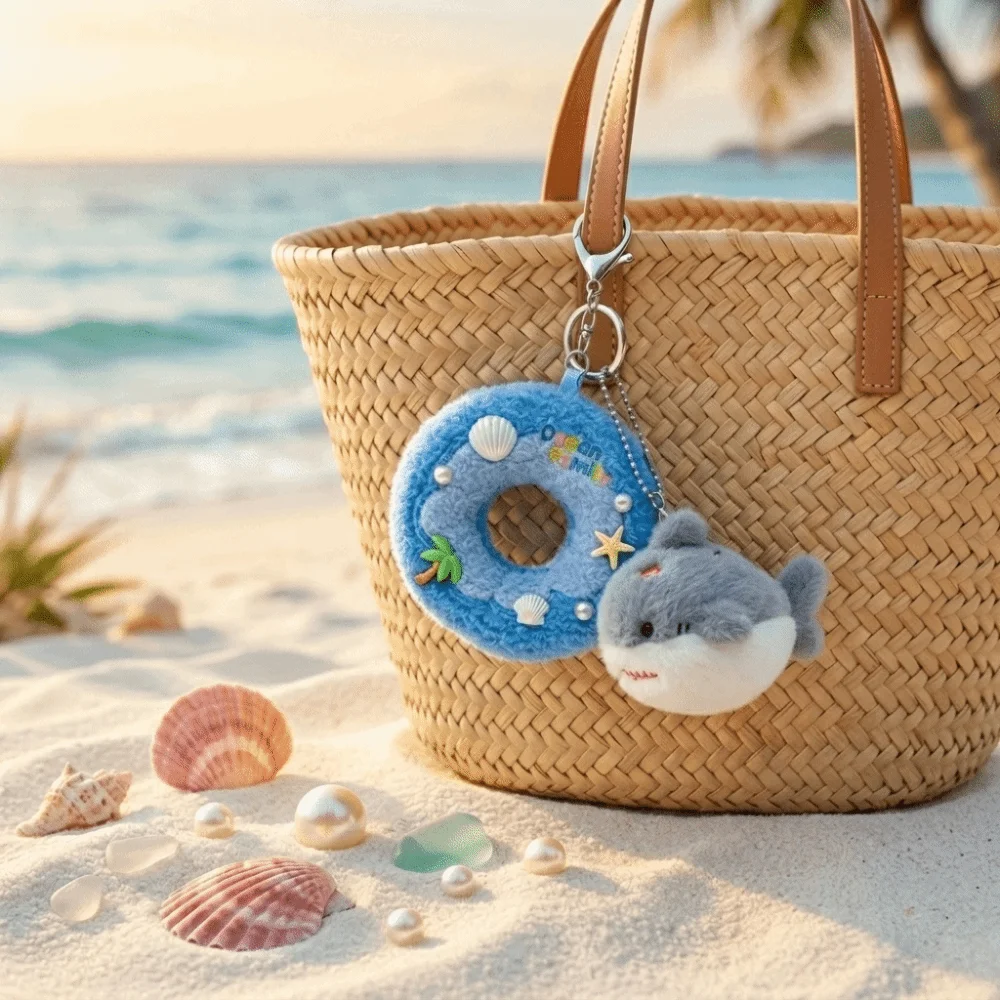 Vivid Soft Keychain Fluffy Short Fabric Small and cute Stuffed Bag Pendant Marine Animal Bag Pendant