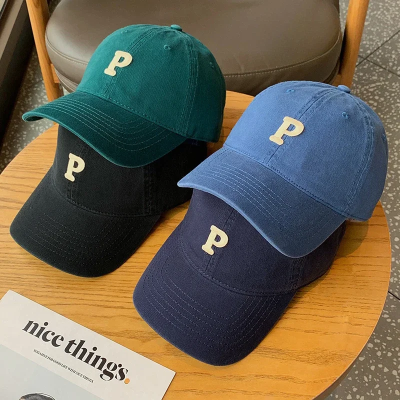 Men and Woman\'s Letter P Embroidered Baseball Caps Adjustable Casual Cotton Sun Hats Unisex Solid Color Visor Hats Кепка Женская