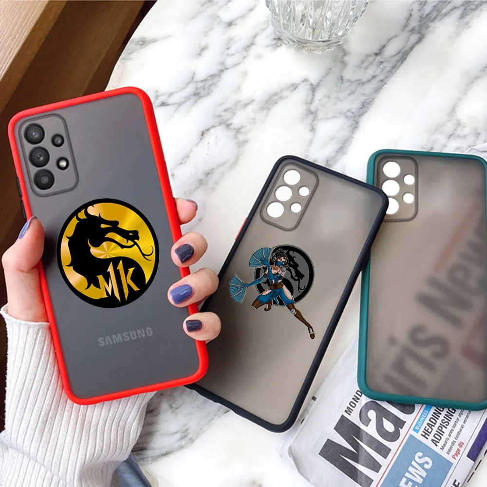 For Samsung Galaxy A50 A73 A72 A71 A54 A53 A52S A22 A21S A14 A13 A12 A70 Mortal Kombat Game Black Frosted Translucent Phone Case