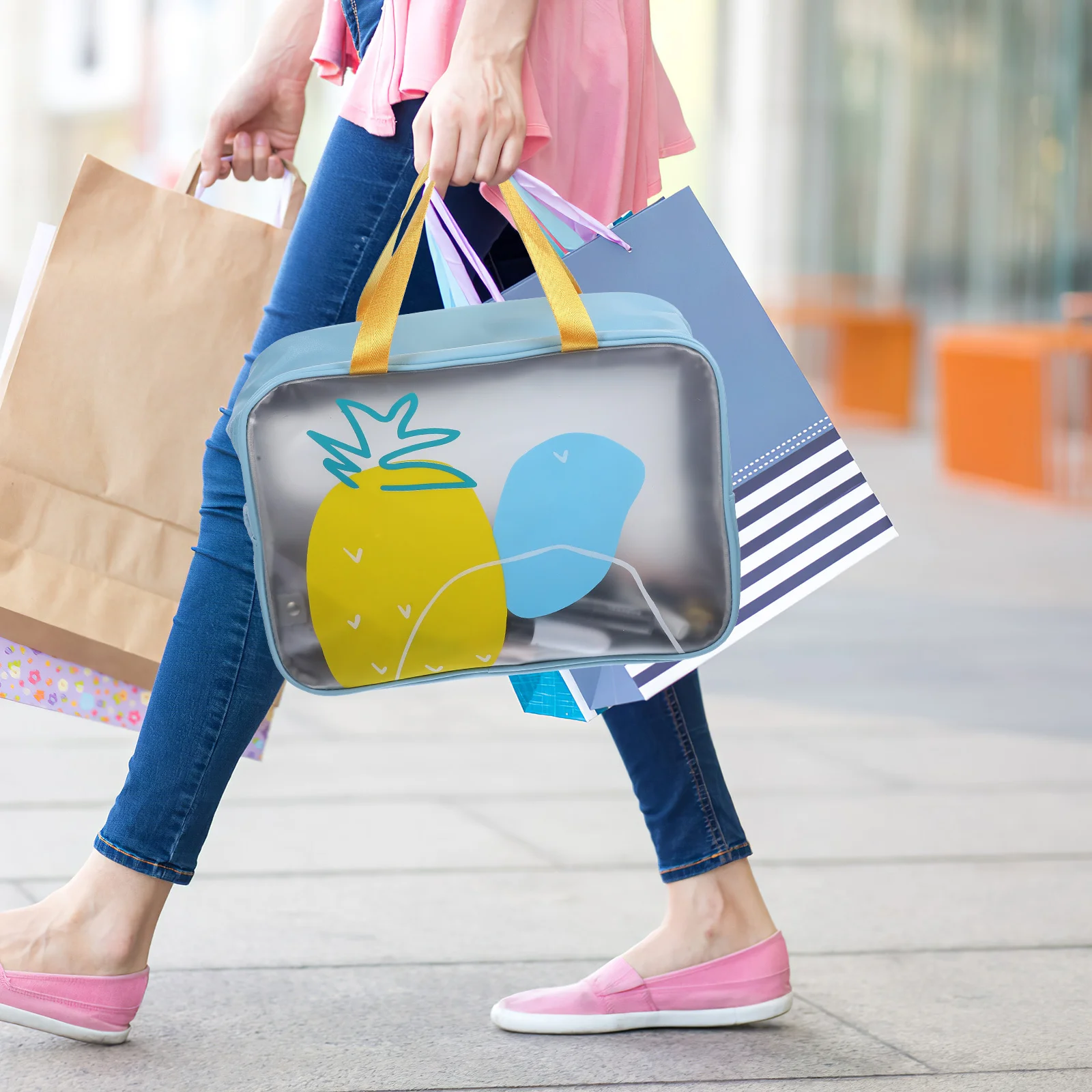 حقيبة محمولة لتنظيم المكياج المقاوم للماء بتصميم مدمج وحقيبة سفر وفصل جاف ورطب وسحاب للإغلاق