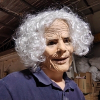 Realistic Granny Old Woman Latex Mask Moving Mouth Soft Rubber Lady Grandma Masques With Wig Halloween Costume Props
