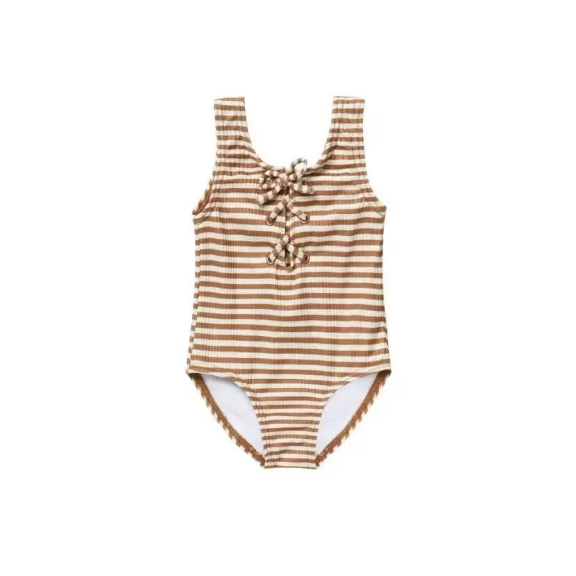 Summer RC Baby Girls Floral Pattern One Piece Beach Spa Resort Swimwears Kids Clothes Girl Swimsuit Striped Sunbeach Bikini Suit