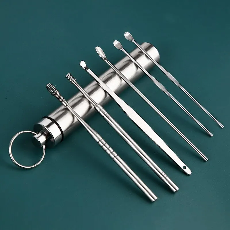 12 Piece Earpick Stainless Steel Ear Digging Tool Set Spiral Wax Remover For Perforation Cleaning Kit Cleaning Agent