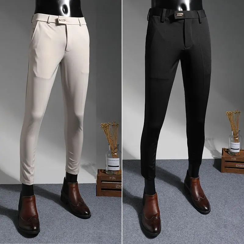 

Liseaven Suit Pants Spring Men's Suit Pants Fashion Casual Slim Business Suit Pants Men's Wedding Party Work Pants Clothing