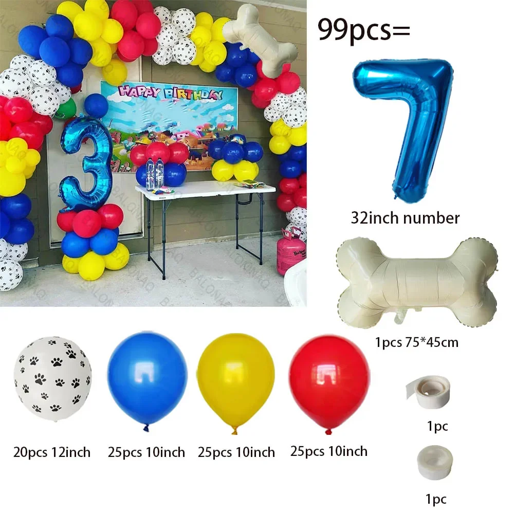 99-teiliges Hunde-Pfoten-Ballonset, mit Knochen- und Pfotenmuster-Folienballons für Hunde-Patrol-Themen-Geburtstagsfeier-Dekoration – Detail 8