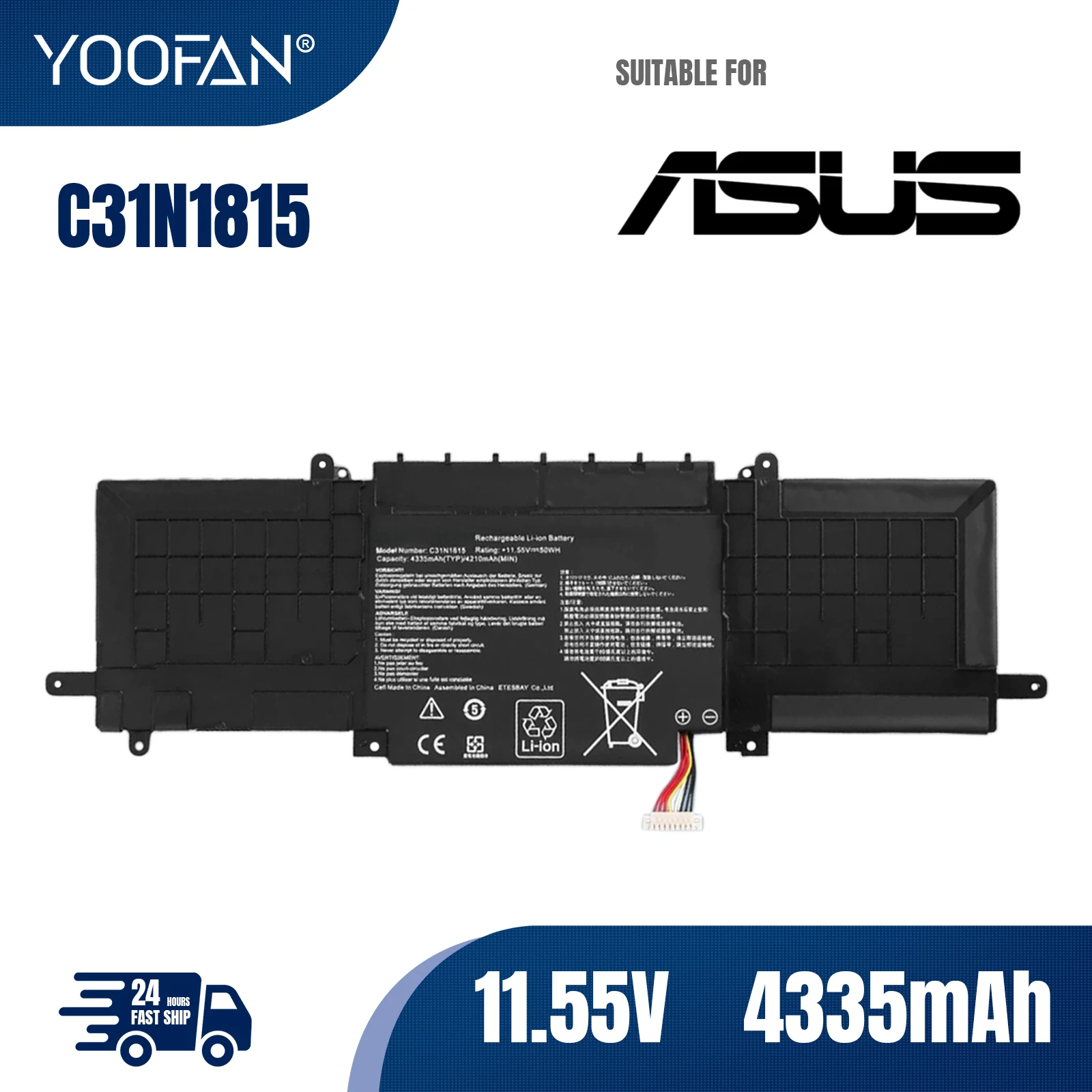 YOOFAN C31N1815 новый оригинальный аккумулятор для ASUS Zenbook 13 UX333 UX333F UX333FN UX333FA 11,55 в 4335 мАч