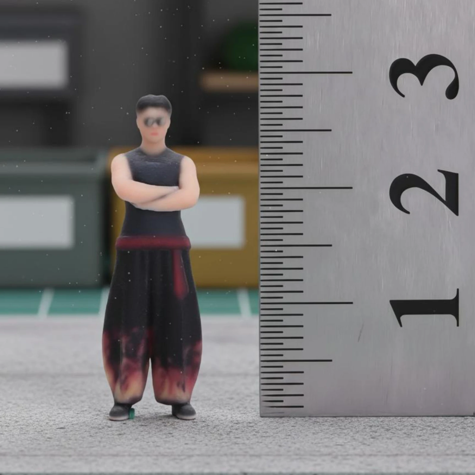 Repair Worker Mini Figure Color Printed Crossed-Arms Figurine 1:64 Scale People Display Collectible Painted Miniature People