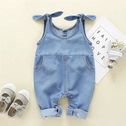 Summer Newborn Infant 0-18 Month Baby Boys Suspender Denim Jumpsuit