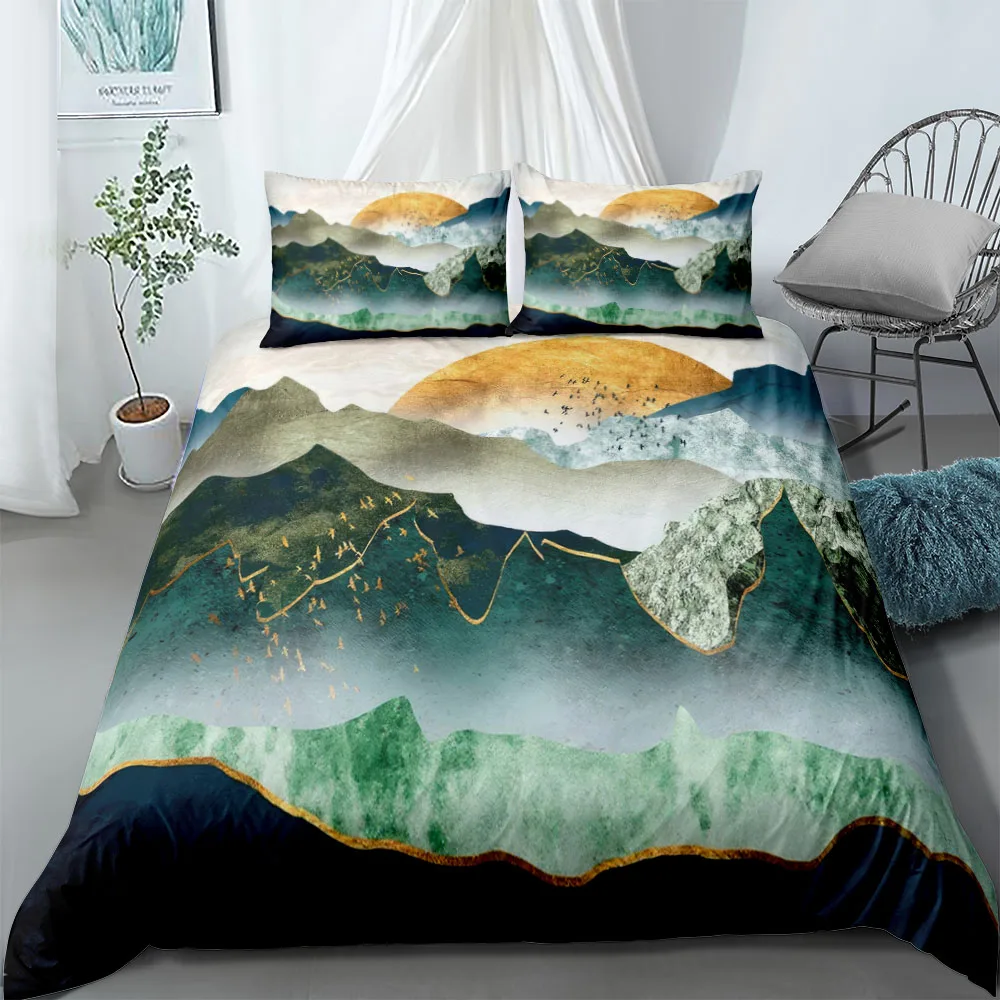 Japanese Crane Duvet Cover Set King Queen Double Full Twin Single Size Bed Linen Set