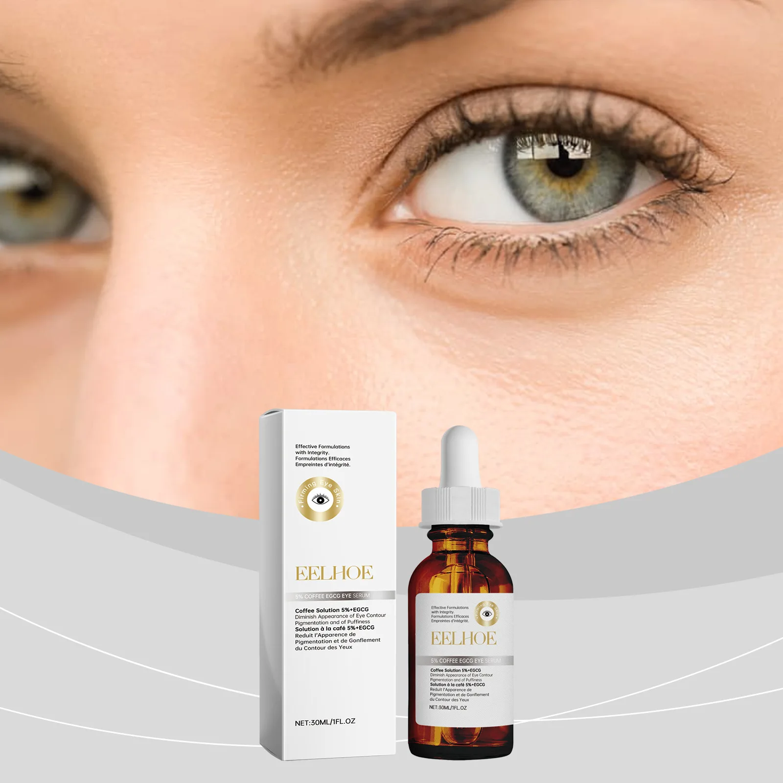 EELHOE 5% Caffeine Tea Polyphenol Eye Serum, Deeply Moisturizing Eye Serum for Dark Circles and Puffiness Fade Fine Wrinkles