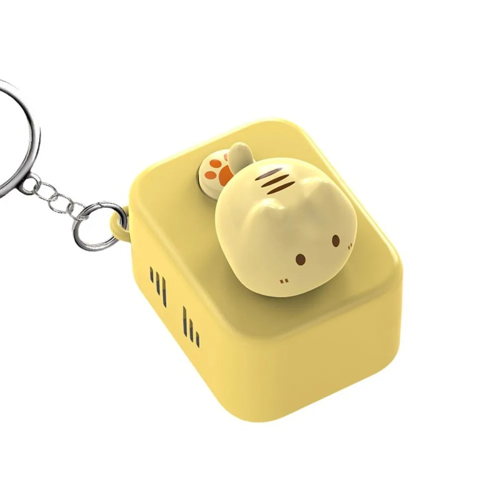 Plastic Cat-shaped Key Pendant with Music Funny Cat-themed Power Strip Hanging Ornament Sounding Cartoon Fidget Keychain